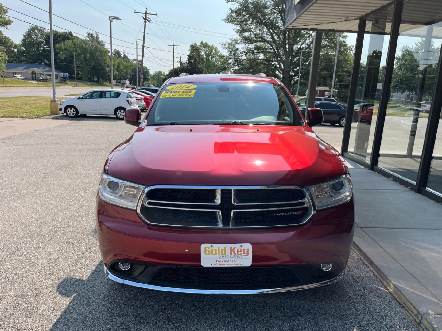 2014 Dp Cherry Red Crystal PC /Black Dodge Durango SXT AWD (1C4RDJAG9EC) with an 3.6L V6 DOHC 24V engine, 8-Speed Automatic transmission, located at 1633 W Kimberly, Davenport, IA, 52806, (563) 323-5341, 41.559456, -90.598732 - Photo#1