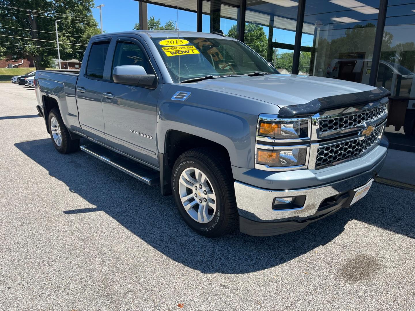 2015 Blue Chevrolet Silverado 1500 LT Double Cab 4WD (1GCVKREC4FZ) with an 5.3L V8 OHV 16V engine, 6-Speed Automatic transmission, located at 1633 W Kimberly, Davenport, IA, 52806, (563) 323-5341, 41.559456, -90.598732 - Photo#2