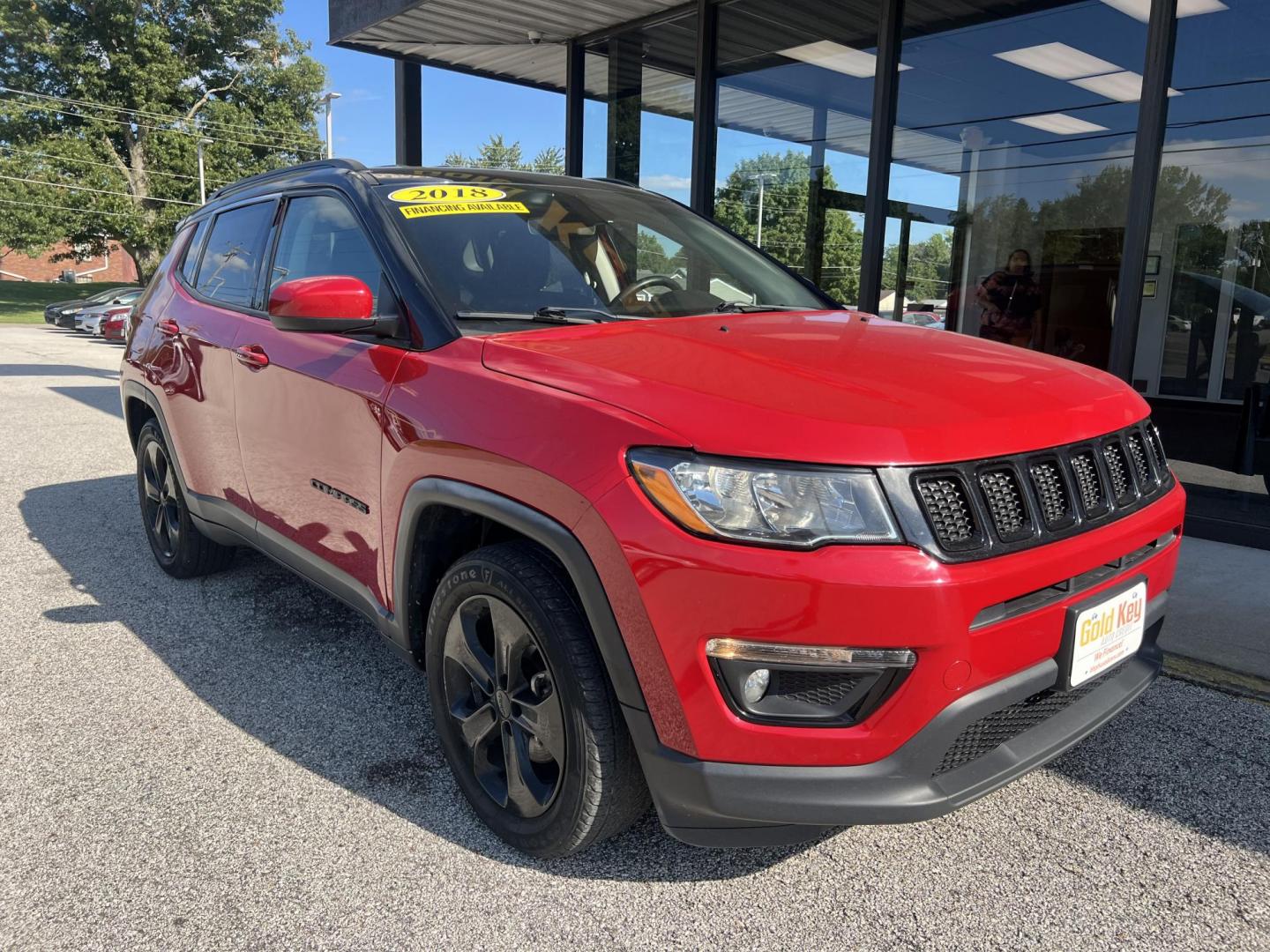 2018 Redline Pearl Coat Jeep Compass Latitude FWD (3C4NJCBB4JT) with an 2.4L L4 DOHC 16V engine, located at 1633 W Kimberly, Davenport, IA, 52806, (563) 323-5341, 41.559456, -90.598732 - Photo#1