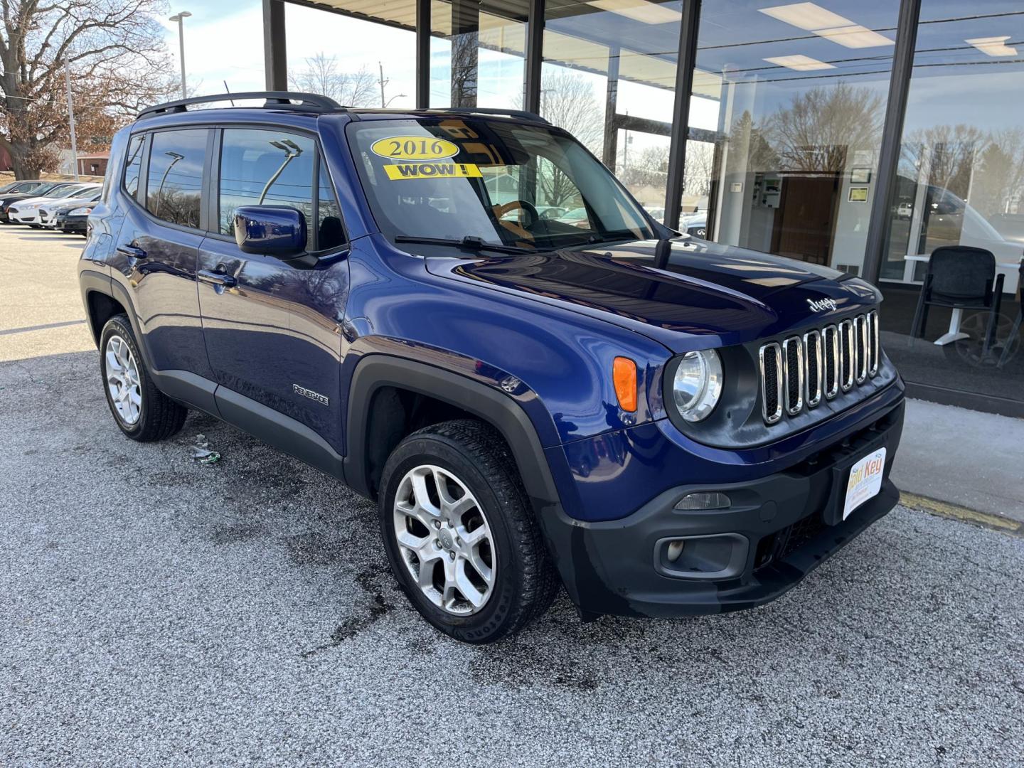 2016 Jetset Blue Jeep Renegade Latitude (ZACCJBBT0GP) with an MultiAir 1.4L I-4 variable valve control engine, located at 1633 W Kimberly, Davenport, IA, 52806, (563) 323-5341, 41.559456, -90.598732 - Photo#2